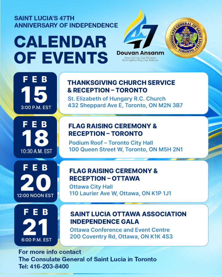 #1 Saint Lucia's 47th Anniversary of Independence Official Calendar of Events – Canada